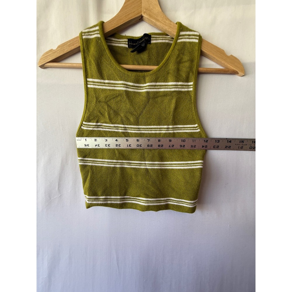 House of Harlow 1960 Womens Green Striped Ribbed Knit Crop Tank Top Size Medium - Picture 5 of 6